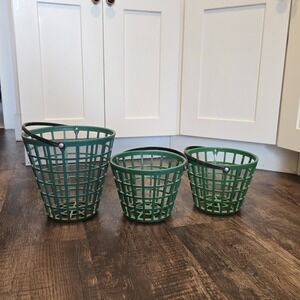 3 Wittek Golf Driving Range Green Plastic Ball Baskets 9" and 7"
